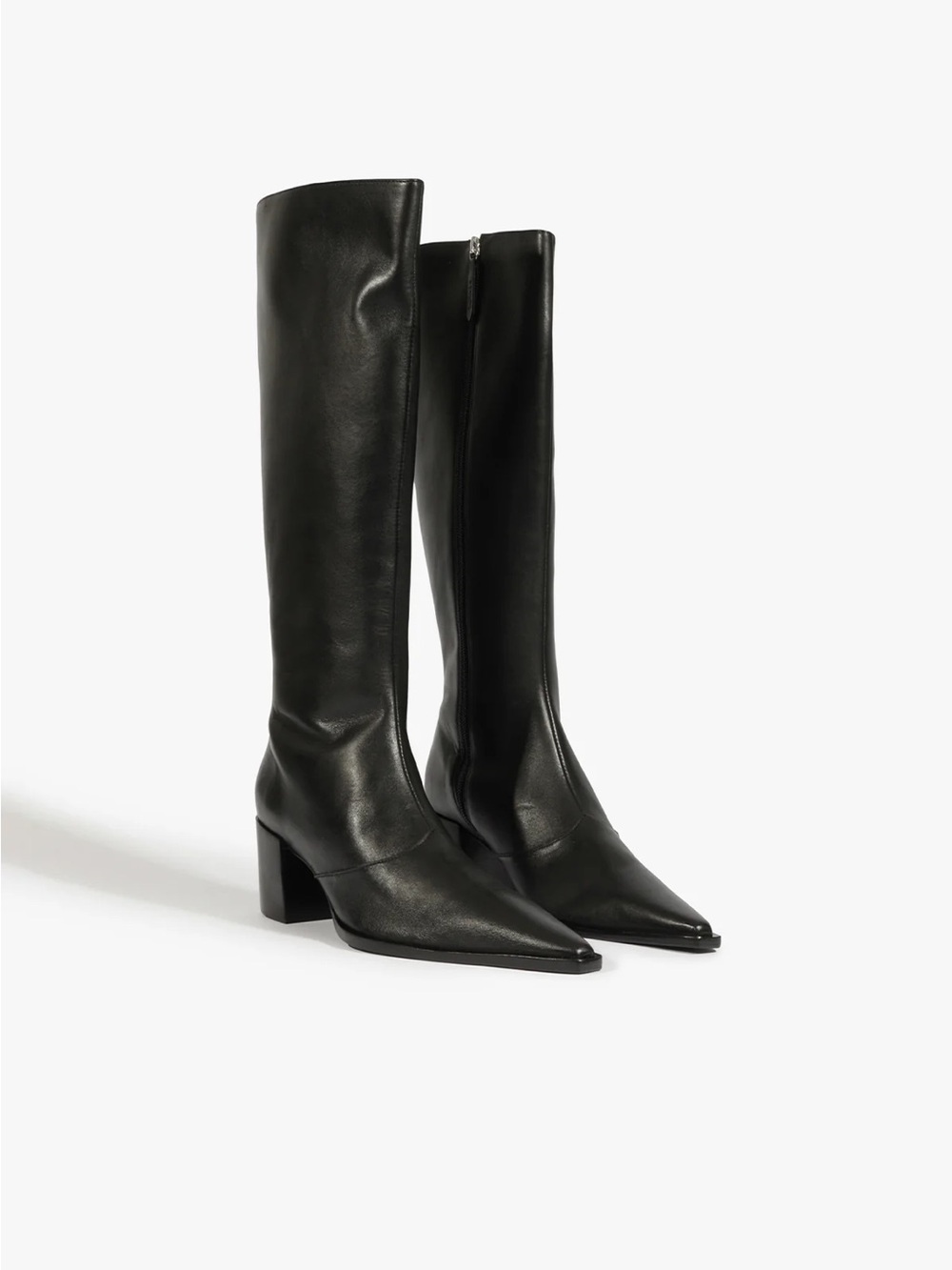 SCHUTZ Black raphaella up mid leather heel boots
